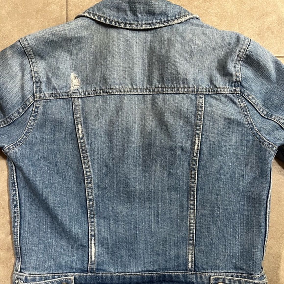 American Eagle Denim Jeans Jacket Blue Cropped Distressed XS - Picture 10 of 10